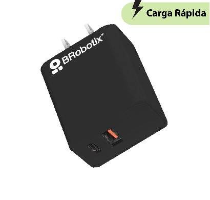 Cargador Carga Rápida - Dual USB V3.0 38W, 1 Puerto Tipo A y 1 Puerto Tipo C, Negro, BROBOTIX 6005569 Cargador Carga Rápida - Dual USB V3.0 38W, 1 Puerto Tipo A y 1 Puerto Tipo C, Negro, BROBOTIX 6005569